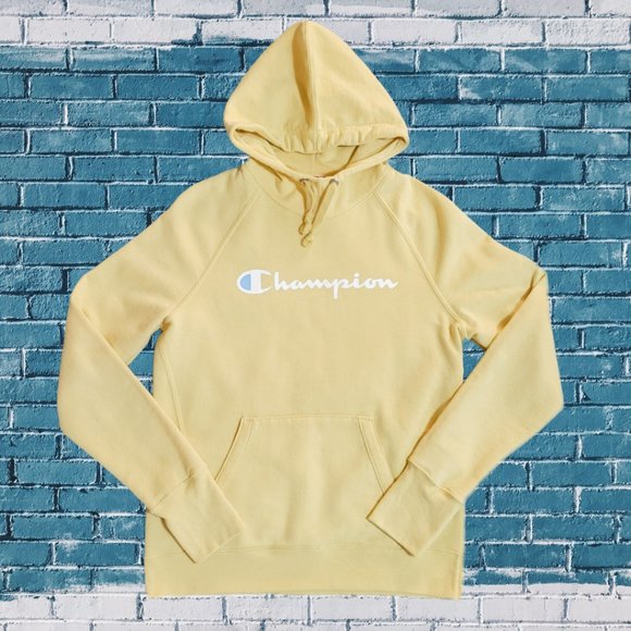 CHAMPION X-Small Hoodie 'Powerblend Graphic' Women (Melted Butter Yellow)  - EUC - Picture 2 of 5
